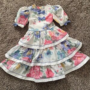 Vintage MiniWorld tiered girls dress 6X